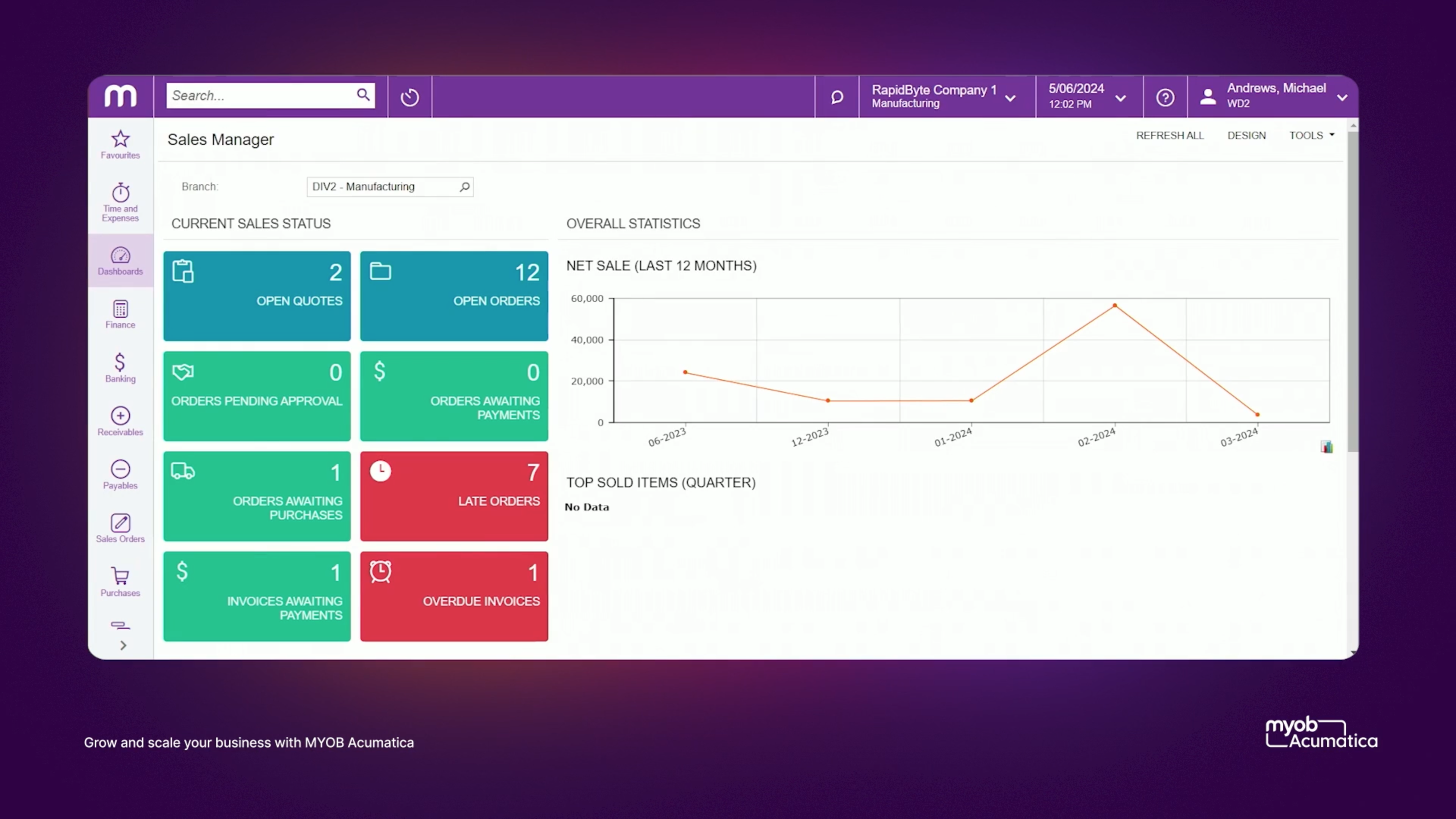 screenshot of MYOB Acumatica